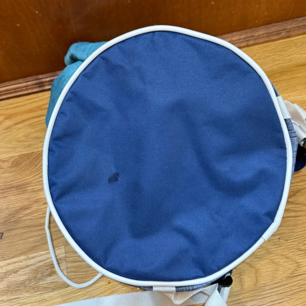 Throwback by Fitkicks Blue Teal Striped Drawstring Daypack Backpack Bag
